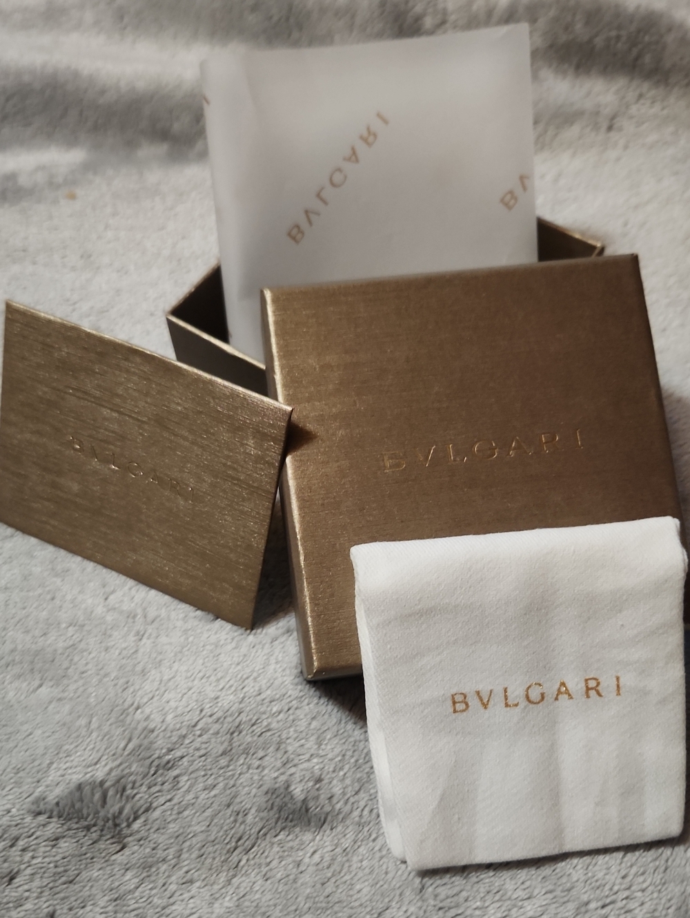Bulgari Gold Jewelry Gift Box  With Pouch And Care Card